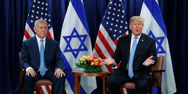 President Trump at a meeting with Israeli Prime Minister Benjamin Netanyahu at the United Nations General Assembly in September. (AP Photo/Evan Vucci, File)