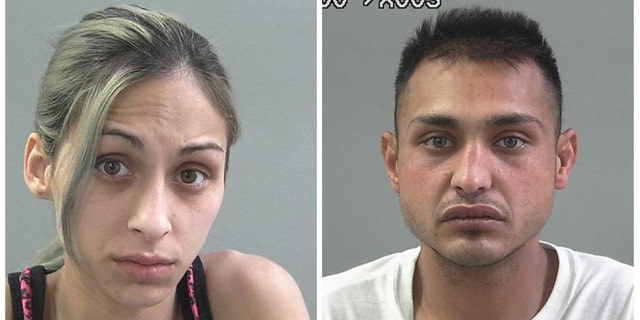These booking photos provided by Weber County Sheriff's Office, Brenda Emile, left, and Miller Costello, a couple who were arrested Friday, July 7, 2017, in Ogden, Utah, on suspicion of child abuse homicide after police found their three-year-old daughter dead in their home.