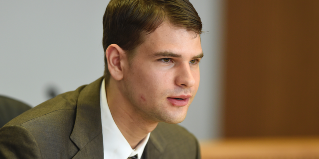 FILE - In this Tuesday, Aug. 7, 2018, file photo, Nathan Carman speaks at a hearing in probate court in West Hartford, Conn. A lawyer for Carman, who is accused by relatives of killing his millionaire grandfather and his mother to collect inheritance money, said Tuesday, Sept. 18, 2018, that there is evidence that could exonerate him in the death of his grandfather. (Cloe Poisson/Hartford Courant via AP, Pool, File)