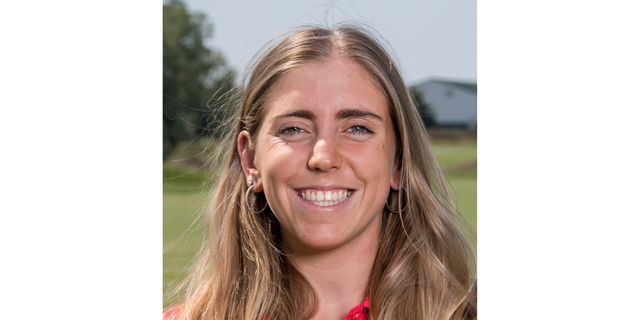 In this Sept. 7, 2017, photo provided by Iowa State University in Ames, Iowa, golfer Celia Barquin Arozamena poses for a photo. The former ISU golfer was found dead Monday, Sept. 17, 2018, at a golf course in Ames.   Collin Daniel Richards, was arrested and charged with first-degree murder in her death. (Luke Lu/Iowa State University via AP)