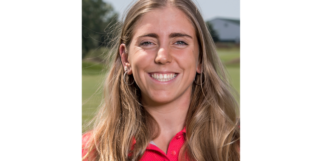In this Sept. 7, 2017, photo provided by Iowa State University in Ames, Iowa, golfer Celia Barquin Arozamena poses for a photo. The former ISU golfer was found dead Monday, Sept. 17, 2018, at a golf course in Ames. Collin Daniel Richards, was arrested and charged with first-degree murder in her death. (Luke Lu/Iowa State University via AP)