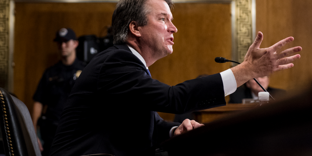 Supreme Court nominee Judge Brett Kavanaugh testifies during the Senate Judiciary Committee, Thursday, Sept. 27, 2018 on Capitol Hill in Washington. (Tom Williams/Pool Image via AP)