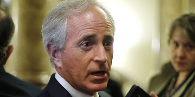 FILE: Jan. 7, 2015: Sen. Bob Corker, R-Tenn., speaks with reporters at the U.S. Capitol, in Washington, D.C.