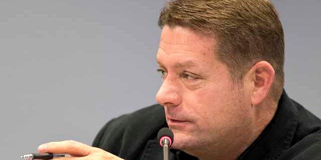 Jan. 6, 2015: Frederick County Council member Kirby Delauter makes a point during a meeting of the recently formed 7-member council at Winchester Hall in Frederick, Md. The Republican councilman is threatening to sue his local newspaper if they dare put his name on their pages. (AP Photo/The Frederick News-Post, Bill Green)