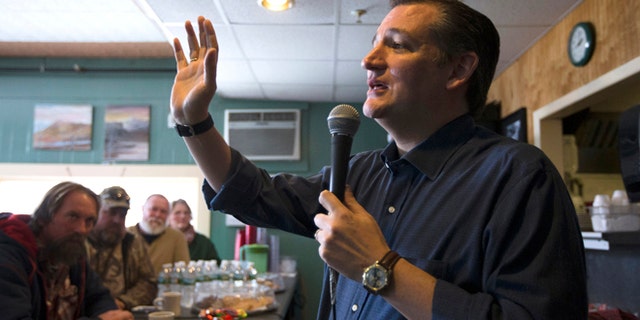In this Jan. 19, 2016, photo, Republican presidential candidate, Sen. Ted Cruz, R-Texas speaks during a campaign stop at Lino's Restaurant in Sanbornville, N.H. Cruz is dreaming of a face-off with Democratic front-runner Hillary Clinton, even before the first primary votes are cast. He warns his supporters about what he thinks America will look like under a Clinton administration, predicting a nuclear-armed Iran, amnesty for millions of people in America illegally and the continuation of President Barack Obamas health care law.(AP Photo/John Minchillo)