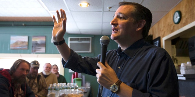 In this Jan. 19, 2016, photo, Republican presidential candidate, Sen. Ted Cruz, R-Texas speaks during a campaign stop at Lino's Restaurant in Sanbornville, N.H. Cruz is dreaming of a face-off with Democratic front-runner Hillary Clinton, even before the first primary votes are cast. He warns his supporters about what he thinks America will look like under a Clinton administration, predicting a nuclear-armed Iran, amnesty for millions of people in America illegally and the continuation of President Barack Obamas health care law.(AP Photo/John Minchillo)
