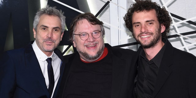 NEW YORK, NY - NOVEMBER 10: (L-R) Alfonso Cuaron, Guillermo del Toro, and Jonas Cuaron attend The Museum of Modern Art's 2014 Film Benefit Honoring Alfonso Cuaron at The Museum of Modern Art on November 10, 2014 in New York City. (Photo by Andrew H. Walker/Getty Images)