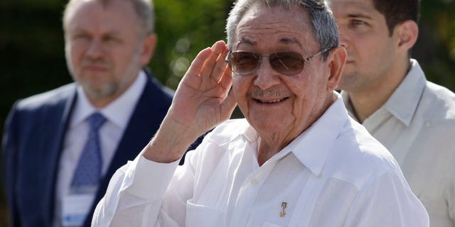 Feb. 22, 2013 - Cuba's President Raul Castro outside the Internationalist Soviet soldier mausoleum where he attended a tribute with the visiting Prime Minister of Russia, in Havana, Cuba.