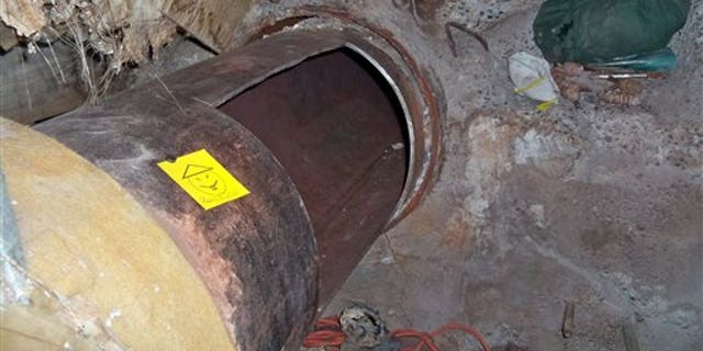 This file photo provided by New York State Governor's office shows the area where two convicted murderers cut through steel pipes at the Clinton Correctional facility in Dannemora, N.Y.