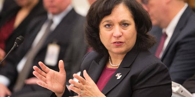 FILE: April 12, 2013: Drug Enforcement Administration Administrator Michele Leonhart testifies on Capitol Hill in Washington, D.C.
