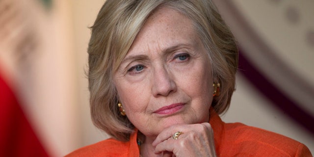 FILE - In this Thursday, Aug. 6, 2015, file photo, Democratic presidential candidate Hillary Rodham Clinton listens to a home care worker during a roundtable discussion in Los Angeles. (AP Photo/Jae C. Hong, File)