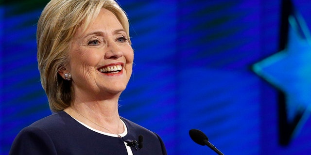 Oct. 13, 2015: Hillary Rodham Clinton smiles during the CNN Democratic presidential debate in Las Vegas. (AP Photo/John Locher)