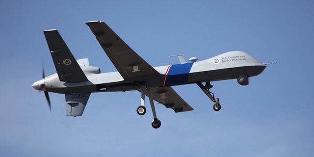 This undated photo provided by U.S. Customs and Border Protection shows an unmanned drone used to patrol the U.S.-Canadian border.