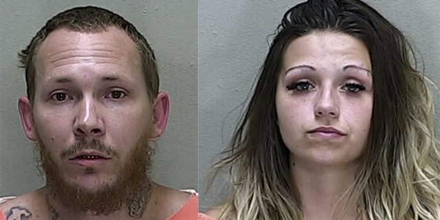 Ocala Police said William Parrish Jr. (left) and McKenzee Dobbs (right) sold drugs out of a drive-thru window in their mobile home in Florida. The couple was arrested on August 23.