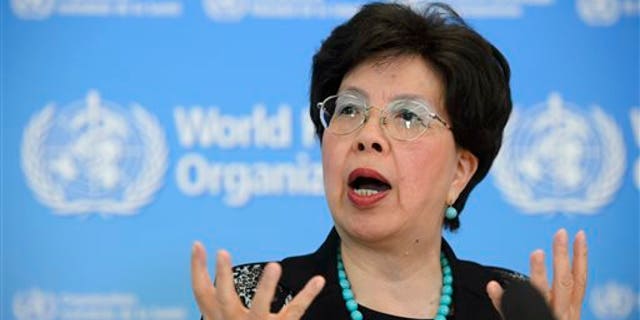 In this Friday, Sept. 12, 2014, file photo, Director-General of the World Health Organization (WHO) Dr. Margaret Chan speaks during a news conference about support to countries affected by the Ebola virus, at WHO headquarters in Geneva, Switzerland. (AP Photo/Keystone, Martial Trezzini, File)