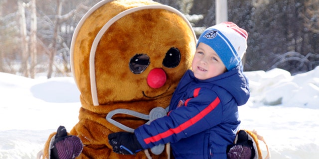 One of the ginger bread men was a popular at the ice palace on Saturday morning.
