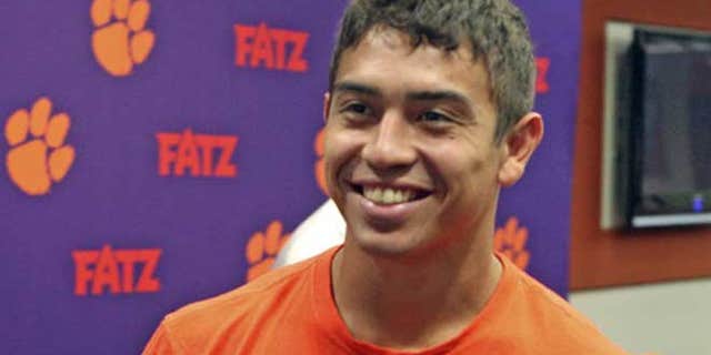 August 1, 2012: Daniel Rodriguez, a 24-year old United States Army veteran, smiles after a press conference at Clemson's Memorial Stadium in Clemson, S.C.