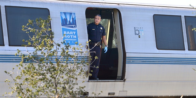 Oct. 19, 2013: A BART police officer on duty in Walnut Creek, Calif.