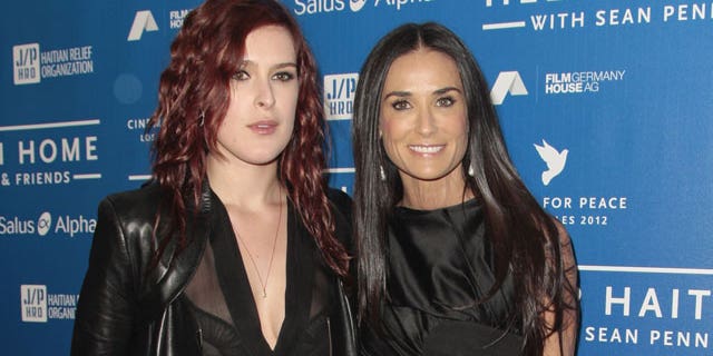January 14, 2012: Actresses Rumor Willis, left, and Demi Moore arrive at the Cinema for Peace benefit for the J/P Haitian Relief Organization in Beverly Hills, Calif.