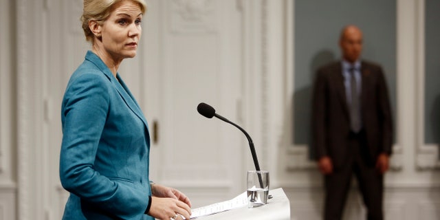 Sept. 26, 2014: Danish Prime Minister, Helle Thorning-Schmidt, at a news conference in the Prime Ministers Office, Copenhagen, Denmark. The Prime Minister announced Denmark's contribution to the fight against the Islamist State rebel group will consist of seven F16 fighter aircraft from the Danish Air Force. (AP/Polfoto, Janus Engel)