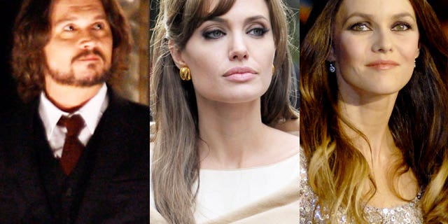 Johnny Depp and Angelina Jolie (center) will reportedly film a love scene together for their upcoming film, which made Depp's partner Vanessa Paradis uncomfortable, according to sources.