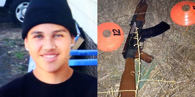 An undated photo of 13-year-old Andy Lopez and the replica assault rifle he was holding when he was shot and killed by two Sonoma County deputies in Santa Rosa, Calif.