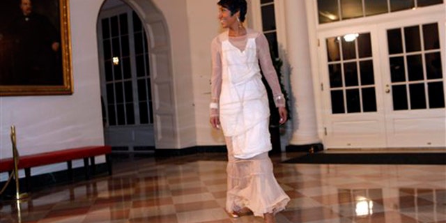 White House Social Secretary Desiree Rogers arrives for a State Dinner hosted by President Obama at the White House, Tuesday, Nov. 24, 2009. (AP)