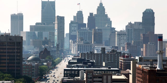 DETROIT, MI - JULY 19: A view of Downtown Detroit looking south on Woodward Avenue is shown July 19, 2013 in Detroit, Michigan. Detroit's emergency manager Kevin Orr filed for Chapter 9 bankruptcy July 18, 2013 making Detroit the largest city to file for bankruptcy in U.S. history. (Photo by Bill Pugliano/Getty Images)