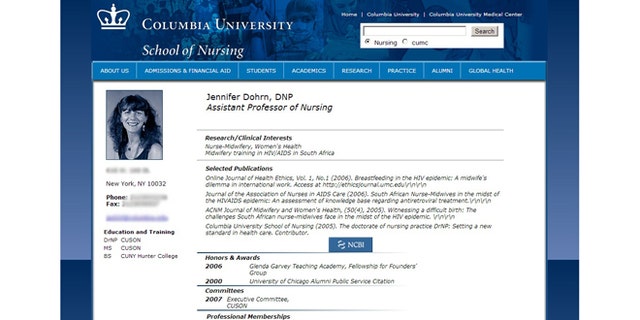Jennifer Dohrn's listing on the online directory for Columbia University's School of Nursing where she is an assistant professor.
