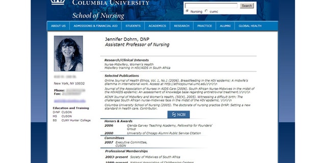 Jennifer Dohrn's listing on the online directory for Columbia University's School of Nursing where she is an assistant professor.