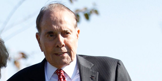 FILE: November 1, 2011: Former Sen. Bob Dole, R-Kansas, at Ronald Reagan National Airport near Washington, D.C.