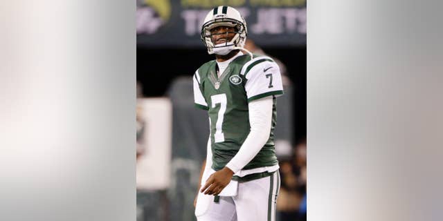Miami Dolphins kicker Caleb Sturgis (9) reacts after kicking a 26-yard field goal against the New York Jets during the fourth quarter of an NFL football game, Monday, Dec. 1, 2014, in East Rutherford, N.J. The Dolphins won 16-13. (AP Photo/Kathy Willens)