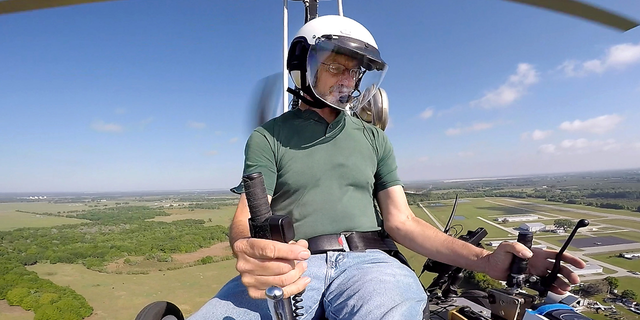 Doug Hughes in his gyrocopter. Hughes was arrested after he landed the gyrocopter on the West Lawn of the U.S. Capitol in April 2015.