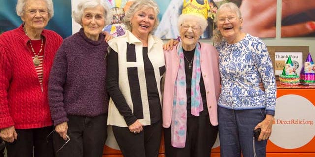 Edythe Kirchmaier's 107th birthday celebration at Direct Relief headquarters in Santa Barbara. Edythe has been a Direct Reliefâs volunteer for 40 years. Born January 22, 1908, Edytheâs been serving others nearly her entire life. Direct Relief's mission is to improve the health and lives of people affected by poverty or emergency situations by mobilizing and providing essential medical resources needed for their care. More information on directrelief.org. Photo credit: Isaac Hernández for Direct Relief.