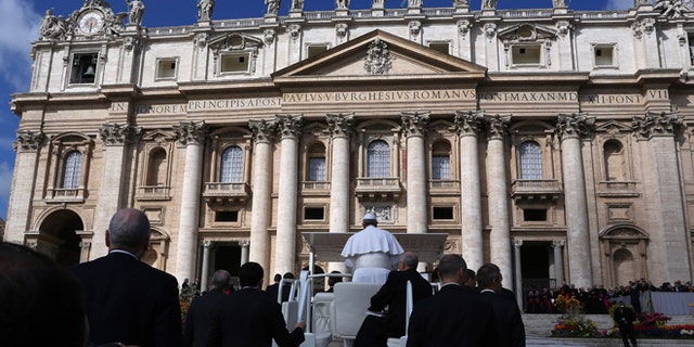 VATICAN CITY, VATICAN - APRIL 03: Pope Francis arrives in St. Peter's square for his weekly audience on April 3, 2013 in Vatican City, Vatican. Pope Francis delivered his catechism to a crowd of approximately 30,000 pilgrims packed into St Peter's Square. (Photo by Franco Origlia/Getty Images)