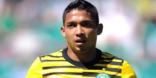 EDINBURGH, SCOTLAND - JULY 24: Emilio Izaguirre of Celtic looks on during the Clydesdale Bank Premier League match between Hibernian and Celtic at Easter Road on July 24, 2011 in Edinburgh, Scotland. (Photo by Chris Brunskill/Getty Images)