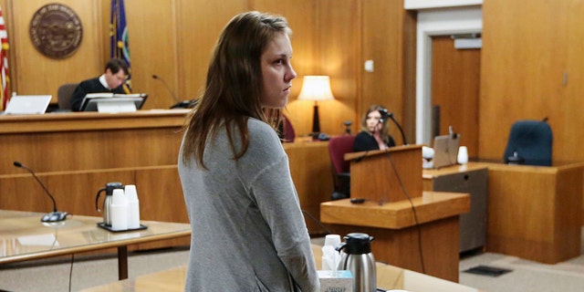 Emily Glass, the stepmother of 5-year-old Wichita boy Lucas Hernandez, in court on May 16.