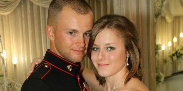 Erin Corwin, 20, is pictured here with her husband, Marine Cpl. Jonathan Corwin.