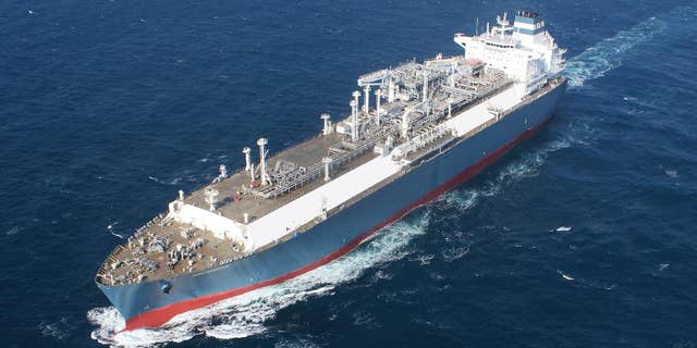 This Jan. 26, 2014 photo provided by Hoegh LNG on Tuesday, April 22, 2014 shows Hoegh's gas vessel 'Independence' during her sea trial. Later this year, the giant ship will slide up to Lithuania’s Baltic port of Klaipeda. The 390-meter (1,300 foot) vessel is bigger than the largest aircraft carrier, but it’s not a warship. The floating natural gas terminal will play a key role in the Baltic region’s struggle to lessen its energy dependence on Russia. (AP Photo/Hoegh LNG)
