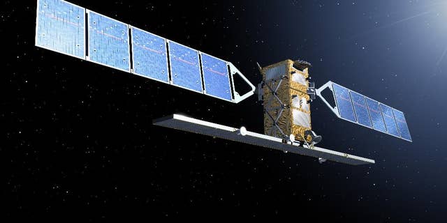 The image, publicly provided by the European Space Agency ESA, shows an artist rendering of a Sentinel satellite. The European Space Agency is launching the first of six satellites that will be part of a new system designed to better monitor climate change, environmental disasters and catastrophes like floods, volcanoes and earthquakes. (AP Photo/ European Space Agency, ESA) MANDATORY CREDIT