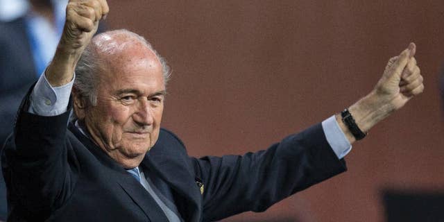 FILE - In this Friday, May 29, 2015 file photo, FIFA president Sepp Blatter after his election as President at the Hallenstadion in Zurich, Switzerland. (Patrick B. Kraemer/Keystone via AP, File)