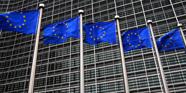 Flags of the European Union.