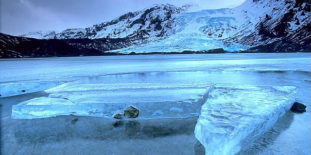 Eyjafjallajokull glacier in Iceland, prior to a volcanic eruption that has forced hundreds of people to leave the area.