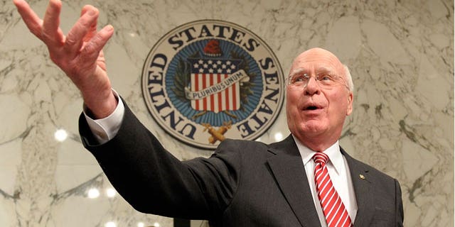 June 28: Senate Judiciary Committee Chairman Sen. Patrick Leahy, D-Vt., gestures on Capitol Hill in Washington. Expanding the reach of law enforcement to snoop on e-mail traffic or on Web surfing are among the criticisms being aimed at the FBI as it tries to update a key surveillance law. (AP)