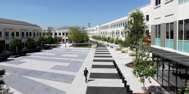 The Facebook campus in Menlo Park, Calif. Police flooded Facebook's headquarters Tuesday March 11, 2014 in Northern California to investigate a threat they later found wasn't credible.