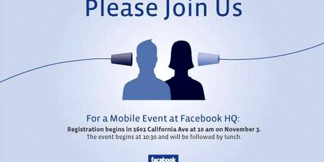 An invitation sent out to editors for an upcoming Facebook Event. Will the company unveil the rumored Facebook Phone?