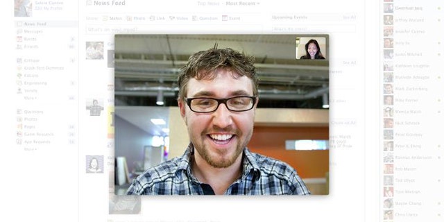 Facebook on Wednesday unveiled face to face video chat, a new feature powered by Internet telephony giant Skype.