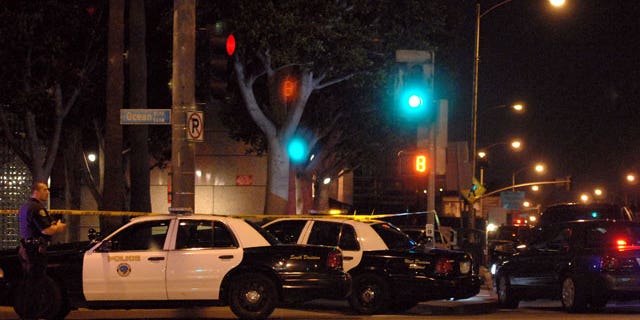Feb. 16, 2012: Streets are closed in downtown Long Beach surrounding the federal building on Ocean Boulevard after an ICE agent shot and injured another agent and was then killed by a third colleague in a federal building in Long Beach according to the FBI.