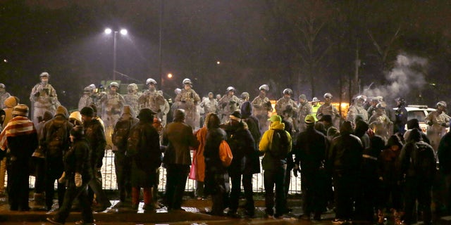 Nov. 26, 2014: Protesters gather near the Ferguson Police Department