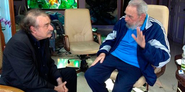 Fidel Castro and Spanish journalist Ignacio Ramonet on Dec. 13, 2013, in Havana, Cuba.